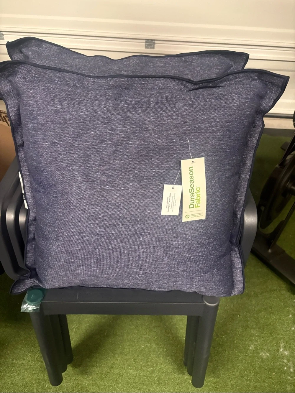 Two Navy Blue Outdoor Accent Pillows